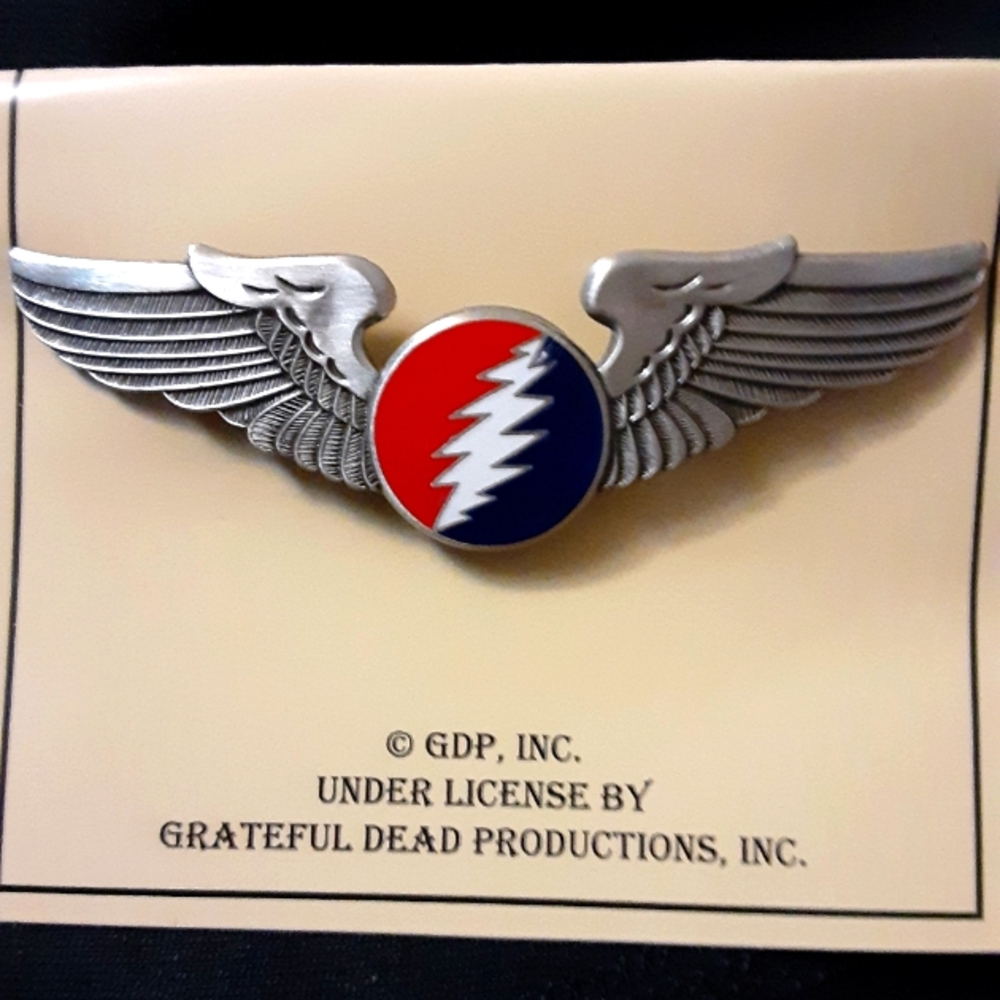 Grateful Dead "steal your face" pilot's wings, 2+1/2"(larger size)